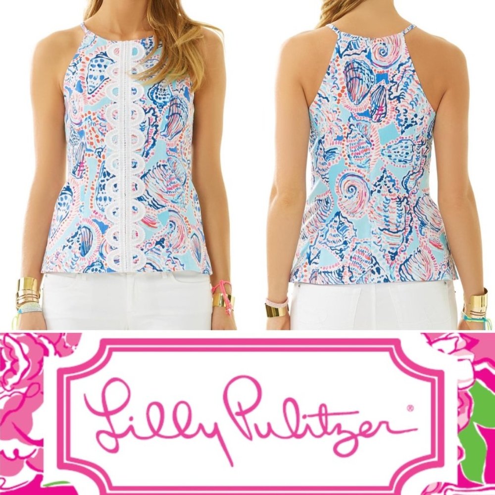 Lilly Pulitzer 'Annabelle' Top Size 0 Shell Me About It NEW